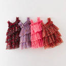 Sleeveless Children's Cake Dress Princess Girls Mesh Dance Dresses Birthday Baby Dress 1-7Y