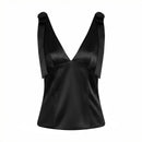 Summer Women's Tank Tops Casual Satin Slim Fit Tie Shoulder Vest