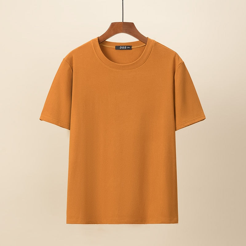 Women Summer Classic Cotton Solid O-Neck Tees Short Sleeve Tops Oversized Curve Clothes
