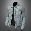 Hooded Denim Coat Men have embroidered denim coat