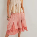 Women Lace Floral Bloomers Pants Silk Satin Patchwork Ruffles Slip Midi Pants