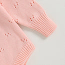 Newborn Infant Baby Girls Knit Sweater Rompers Solid Color Long Sleeve Infant Button Jumpsuits Fall Winter Casual Clothes