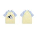 Summer Funny Animal Block Short Sleeve T Shirt Men Loose Couple Academy Style Tees