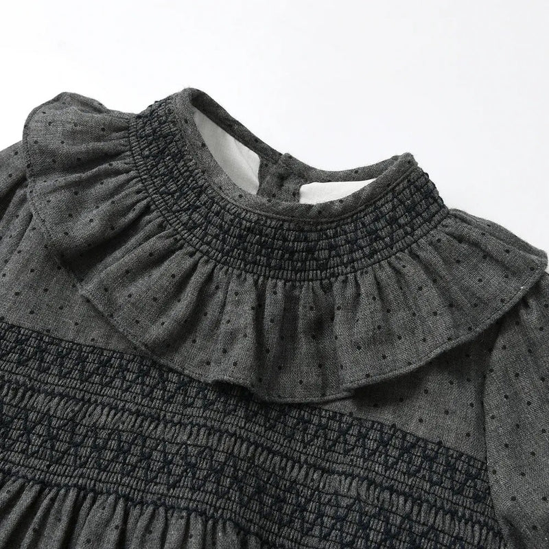 Vintage Autumn Dress for Girls Infant Luxurious Designer Smocked Dresses Children High Quality Smocking Frock