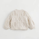 Girls Cherry Jacquard Knit Cardigan Kids Sweater for Autumn