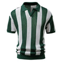 Vintage Hollow Out Knit Polo Shirt Men Summer Short Sleeve Lapel Loose Casual Knitted Tops Men Clothes