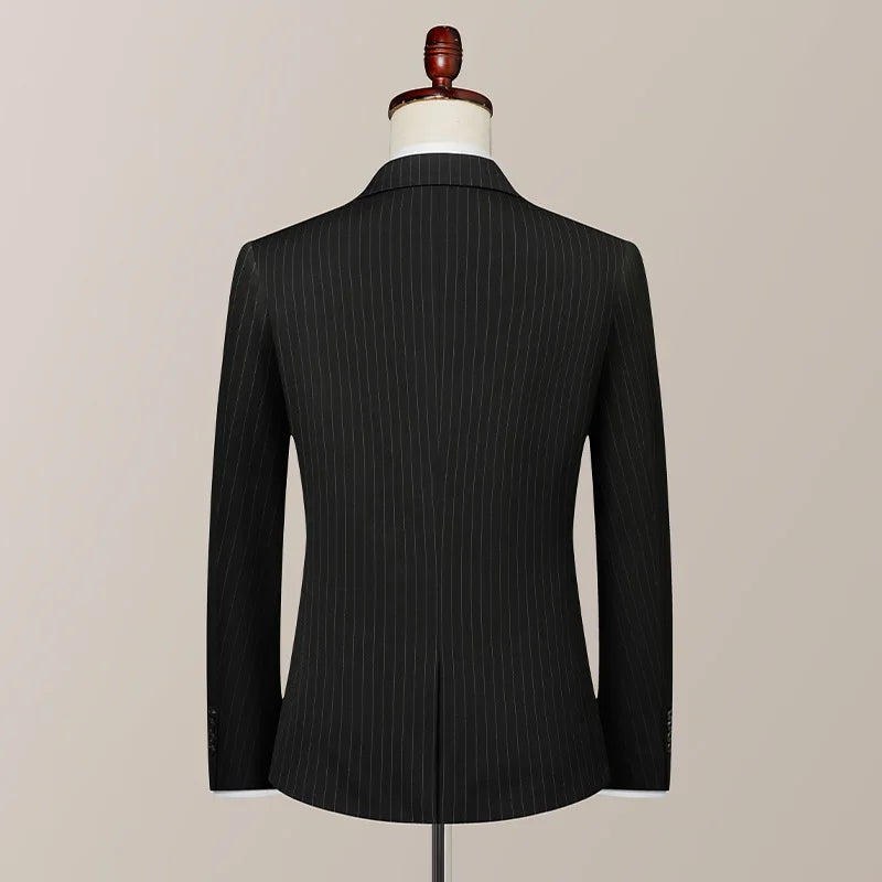Quality casual suit stripes handsome trend three-piece set