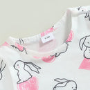 Easter Newborn Baby Girls Jumpsuit Bunny Heart Print Summer Short Sleeve Romper for Toddler Casual Clothing