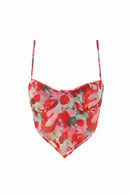 Floral patterned top with thin straps on a white background, Obroi