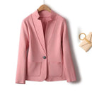 Elegant Woman Jacket Topstitched Suit Collar Elastic Slim Blazer Woman Spring Autumn Female Clothing