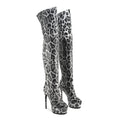 Leopard print knee-high boots on a white background, Obroi