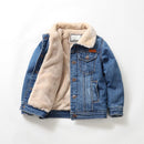 Jacket Boys Autumn Winter Cotton Thicken Jean Coat Children Turn-down Collar Clothes Warm Denim Jackets