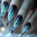 Nails with black and white design on a blurred background, Obroi