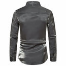 Shirt Men Long Sleeve Silk Satin Dress Shirts Mens Hip Hop Streetwear Casual Top