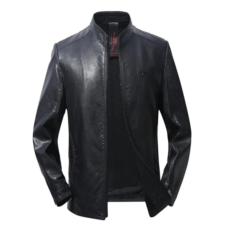 Men Leather Jacket Spring and Autumn Men Black Biker