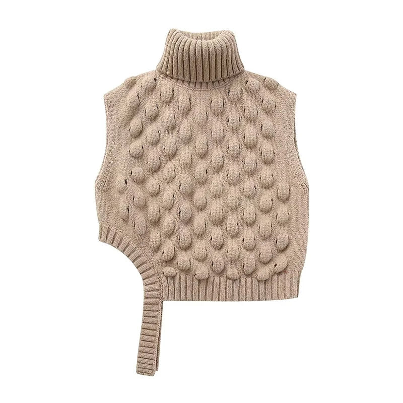 Autumn Women's Cropped Knitting Vest Female Sleeveless Warm Sweater Vests For Women Streetwear Pullover Tops