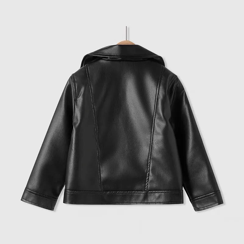 Baby Girl Boy Leather Jacket Loose Infant Toddler Child Leather Coat Casual Spring Autumn Outwear Baby