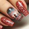 24pcs Romantic Valentine Day Press on Nails Pink Love Couple False Nails Wearable Nails for Women
