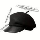Wool beret autumn and winter leather brim duckbill hat