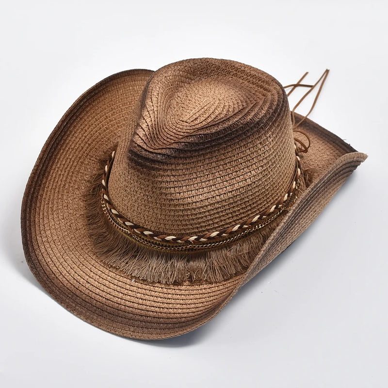 Straw Hat Summer Outdoor Travel Beach Hats Tassels Western Cowgirl Sunshade Hats