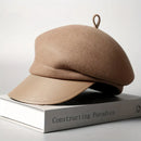 Wool beret autumn and winter leather brim duckbill hat