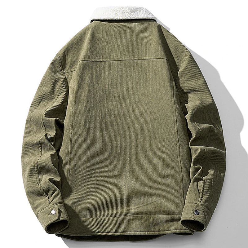 Corduroy Jacket Men Winter Fleece Jacket Coats Casual Solid Cargo Jackets Corduroy Coats Male