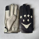 Men Leather Gloves Male Original Niche Retro Smile Winter Warm Fleece