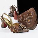 Ladies Party Shoes and Bag Comfortable Square Heels with Hand Bag For Wedding