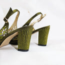 Olive Rhinestone Decoration Design Peep Toe Party Wedding Women High Heels and Bag Set