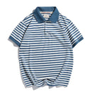 Summer Lapel T-shirt Men Sea Navy Stripe Short Sleeve Polo Shirt Man Women Tees Shirts Couple