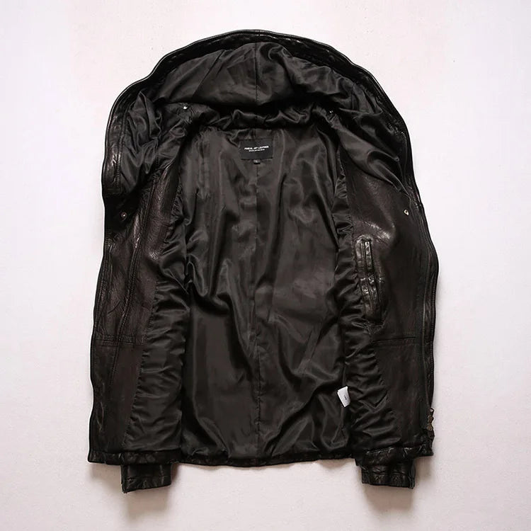 Men Slim Fit Genuine Leather Jacket – Stylish Casual Biker Coat for All Seasons