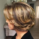 Woman with a stylish short haircut in a salon setting, Obroi