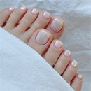 French Toe Nails White Edge Design Ins Simple Nails Patch Wearable Removable Press on Toenails 24pcs