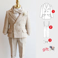 Children Formal Suit Set Boys Wedding Birthday Kids Double Breasted Blazer Pants Clothes