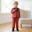 Flower Boys Violin Suit Baby Kids Wedding Performance Tuxedo Set Children Red Stripe Luxurious Birthday Dress