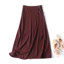 Spring Women Sarong With Buckle Red Midi Skirt Elegant Summer