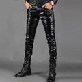 Leather Pants Men Clubwear Trouser Black Soft Basic Faux Leather