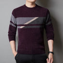 BROWON New Arrival Mens Clothes 2025 Autumn and Winter Fleece Warm Thickened Sweater Chenille Patchwork O-Neck Sweater Pullovers