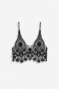Embroidery Lace Crop Top Women's Vest Outerwear Summer Bandage Design
