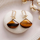 Natural Stones Sector Pendant Zircon Stud Earring Healing Crystal Woman Dangle Earrings Luxury Jewelry