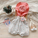 Summer Cute Sweet Baby Girl Romper Hat  Outfits Newborn Baby Thin Cotton Suspenders Clothes