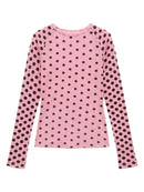 Women Polka Dot Elegant Pink Tops Slim Blouse Summer Thin Casual Beach Shirts Top