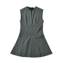 Slit Collar Corset Style Sleeveless Mini Dress Women Slim Waist Package Hips Tank Summer