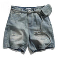 Men Denim Shorts Patchwork Ripped Blue Jeans Shorts Shorts