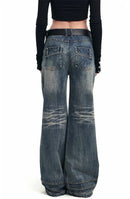 Women's Blue Jeans Baggy Denim Trousers Wide Leg Pants Oversize Clothes