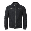 Men Jacket Retro Stand Collar Denim Jacket Men Bomber Coat Zipper Fly