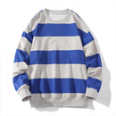 Spring Fall Men Striped Sweatshirt America Style Vintage Long Sleeve Casual Loose Pullovers Unisex School Streetwear Chic Tops