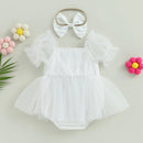 0-24M Newborn Infant Baby Girls Romper Jumpsuit Headband Princess Outfits Toddler Clothes