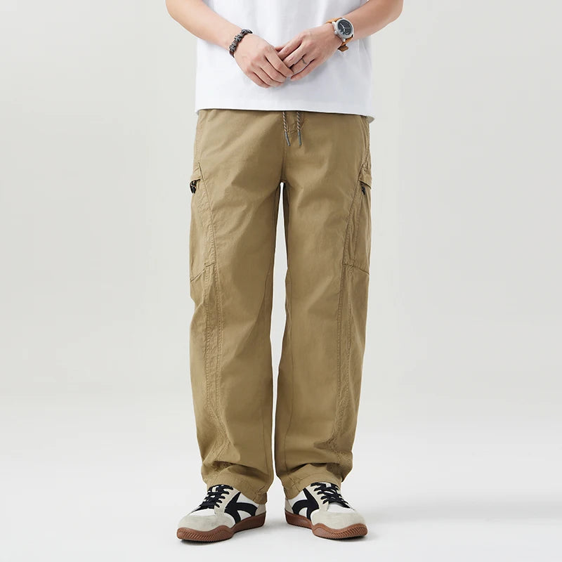 Spring Summer Thin Casual Pant Men Retro Loose Cargo Pants Trousers