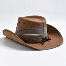 Leather Western Cowboy Hat For Men Wide Brim Gentleman Church Jazz Cap Hats